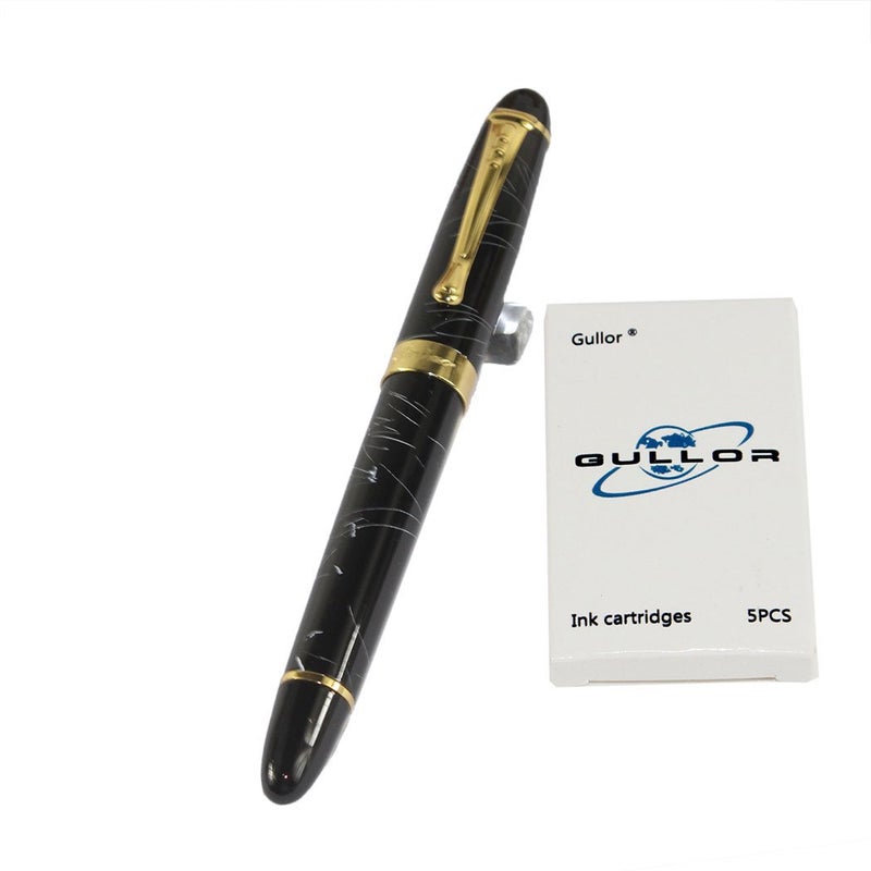 Gullor Jinhao 450 Normal nib Fountain Pen White line with 5 color Ink Cartridges - Image 2